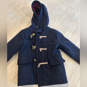 GAP Navy and Red Plaid Lined Coat